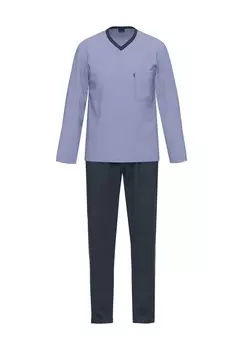 Мужская пижама с v-образным вырезом и нагрудным карманом AMMANN, цвет 487 Dark Saphir