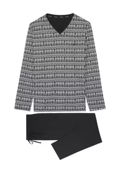 Мужская пижама с V-образным вырезом Jerry Cotton HOM, цвет P004 Black Print