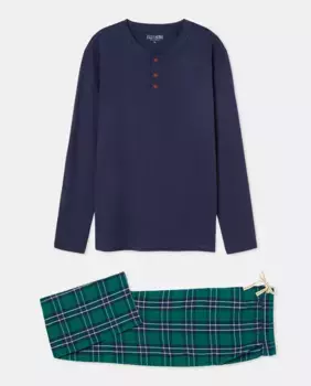 Мужская пижама Viyela с длинными рукавами Easy Wear, темно-синий