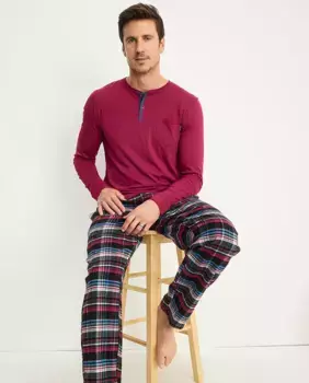 Мужская пижамная футболка с длинным рукавом и круглым вырезом Jockey, красный