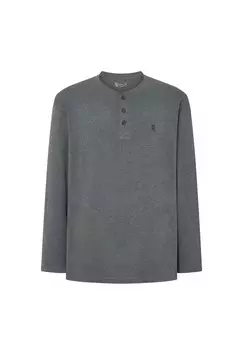 Мужская пижамная футболка с короткими рукавами и планкой на пуговицах, однотонная, серая El Bho NOCTURNO, серый