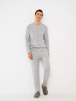 Мужская пижамная нижняя часть стандартной формы LCW DREAM, серый жаккард