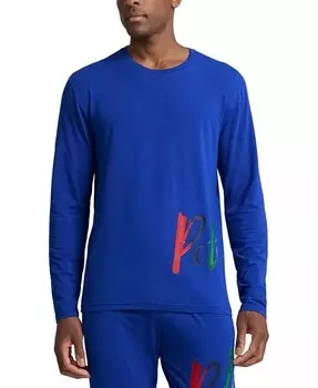 Мужская пижамная рубашка с длинными рукавами и круглым вырезом Polo Ralph Lauren, синий