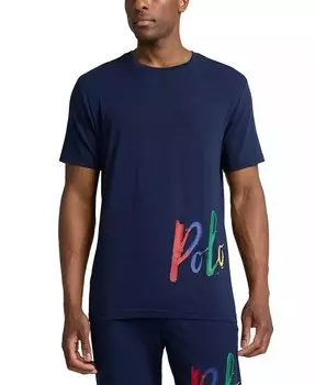 Мужская пижамная рубашка с короткими рукавами и круглым вырезом Polo Ralph Lauren, синий