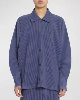 Мужская плиссированная верхняя рубашка с застежкой спереди Homme Plisse Issey Miyake, цвет Blue Charcoal