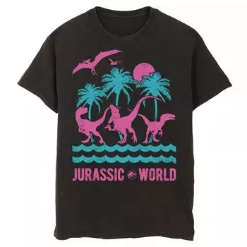 Мужская пляжная футболка в стиле ретро с изображением динозавра Jurassic World Two, Black Licensed Character, черный