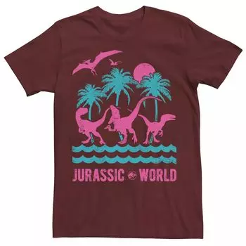 Мужская пляжная футболка в стиле ретро с изображением динозавра Jurassic World Two Licensed Character