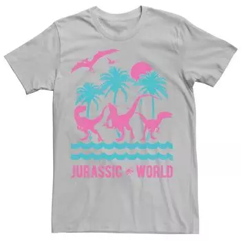 Мужская пляжная футболка в стиле ретро с изображением динозавра Jurassic World Two Licensed Character, серебристый