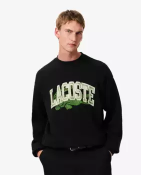 Мужская плюшевая толстовка свободного кроя Lacoste, черный
