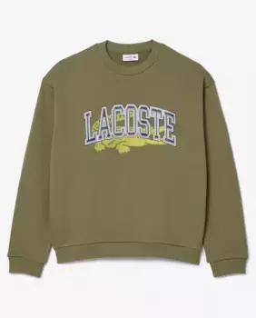 Мужская плюшевая толстовка свободного кроя Lacoste, цвет Verde Militar