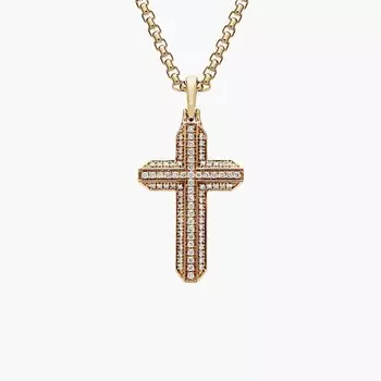 Мужская подвеска-крест с бриллиантами из желтого золота 14 карат (5/8 карата) Blue Nile