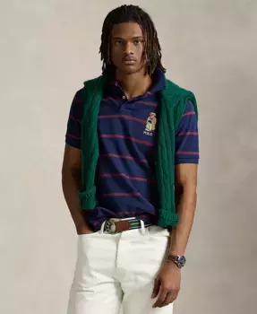 Мужская поло Bear Mesh с индивидуальным кроем Slim Fit Polo Ralph Lauren, синий