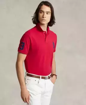 Мужская поло Big Pony Custom Slim Fit с сетчатой тканью Polo Ralph Lauren, красный