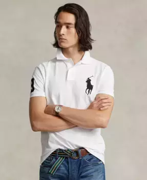 Мужская поло Big Pony Custom Slim Fit с сетчатой тканью Polo Ralph Lauren, белый