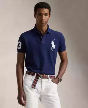 Мужская поло Big Pony Custom Slim Fit с сетчатой тканью Polo Ralph Lauren, синий