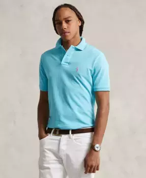 Мужская поло Custom Slim Fit с сетчатой тканью Polo Ralph Lauren, синий