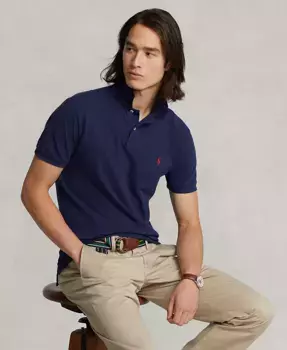 Мужская поло Custom Slim Fit с сетчатой тканью Polo Ralph Lauren, зеленый