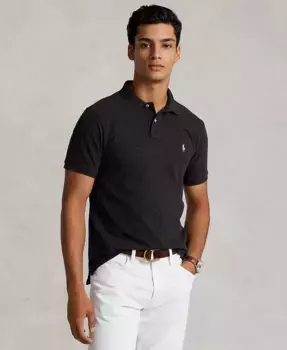 Мужская поло Custom Slim Fit с сетчатой тканью Polo Ralph Lauren, черный