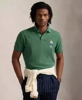 Мужская поло Custom Slim Polo Bear с сетчатой тканью Polo Ralph Lauren, зеленый