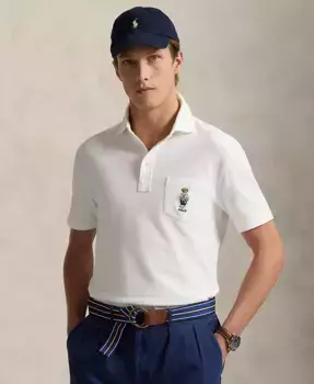 Мужская поло Custom Slim Polo Bear с сетчатой тканью Polo Ralph Lauren, белый