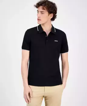Мужская поло Dinoso с контрастными манжетами Hugo Boss, черный