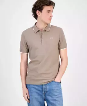 Мужская поло Dinoso с контрастными манжетами Hugo Boss, коричневый