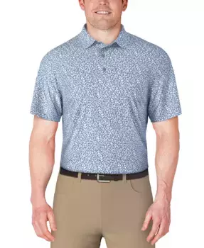 Мужская поло для гольфа с коротким рукавом и микро-геометрическим принтом PGA TOUR, синий