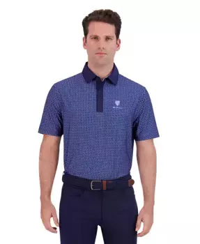 Мужская поло для гольфа в ретро-стиле с геометрическим принтом, спортивный крой Ben Sherman, синий