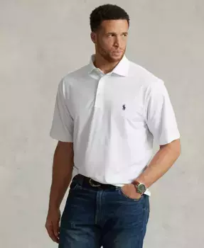Мужская поло из эластичного джерси Performance Stretch для высоких и полных Polo Ralph Lauren, белый