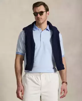 Мужская поло из джерси в клетку "гусиная лапка" больших размеров Polo Ralph Lauren, коричневый/бежевый
