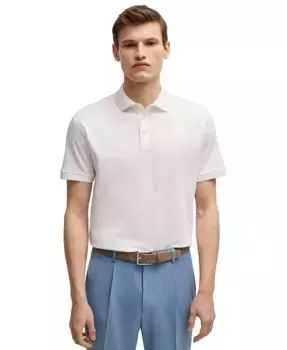 Мужская поло из мерсеризованного хлопка Regular-Fit Hugo Boss, белый