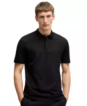 Мужская поло из мерсеризованного хлопка Regular-Fit Hugo Boss, черный