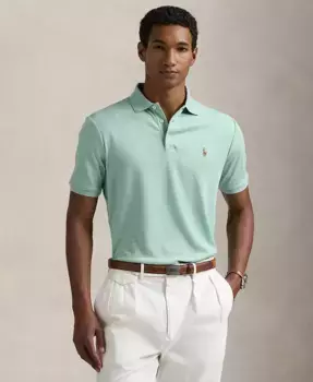 Мужская поло из мягкого хлопка Custom Slim Fit Polo Ralph Lauren, зеленый