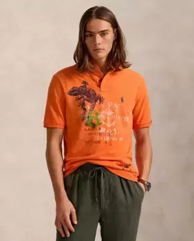 Мужская поло из пике Classic Fit Polo Ralph Lauren, цвет Naranja volcanico