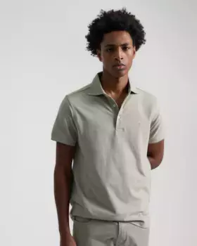 Мужская поло из пике с итальянским воротником, slim fit PuroEgo, зеленый