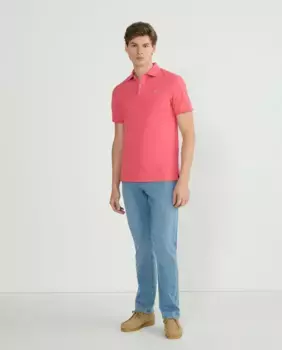 Мужская поло из пике с коротким рукавом Classic Fit Hackett, коралловый