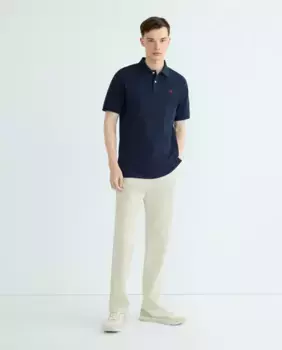 Мужская поло из пике с коротким рукавом Classic Fit Hackett, темно-синий