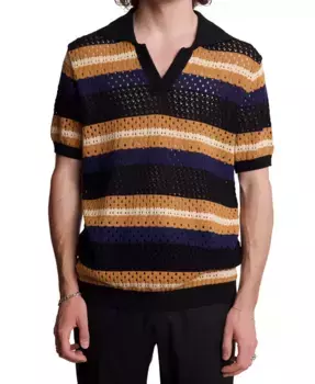 Мужская поло Johnny Collar в полоску Paisley & Gray, черный