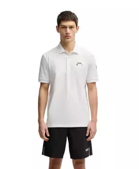 Мужская поло Paddy Regular Fit из стретч-пике Hugo Boss, белый