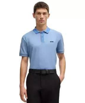 Мужская поло с контрастным логотипом Hugo Boss, синий