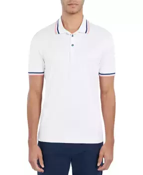 Мужская поло с контрастными манжетами и воротником Slim Fit Solid Tipped Performance Polo Society of Threads, белый