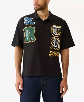 Мужская поло с коротким рукавом и нашивкой Overt True Religion, черный