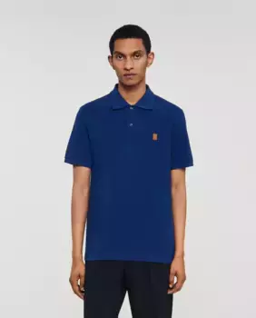 Мужская поло с кожаным логотипом Sandro, темно-синий