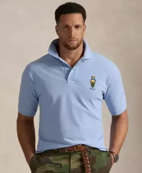 Мужская поло с медведем Polo Bear, сетчатая, больших размеров Polo Ralph Lauren, синий