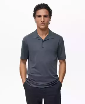 Мужская поло с отложным воротником из лиоцелла Bowling Collar MANGO, синий
