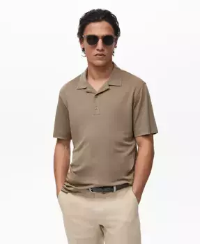 Мужская поло с отложным воротником из лиоцелла Bowling Collar MANGO, серый