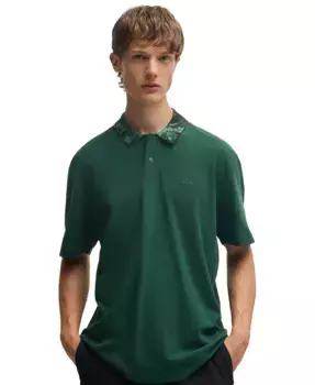 Мужская поло с рисунком Jungle-Artwork из пике Hugo Boss, зеленый