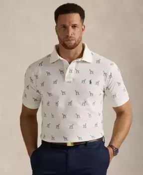 Мужская поло с сетчатой тканью и принтом собаки Big & Tall Polo Ralph Lauren, белый