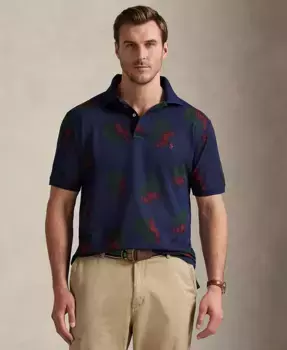 Мужская поло с сетчатыми вставками P-Wing для высоких и полных Polo Ralph Lauren, синий