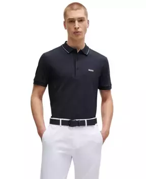 Мужская поло с тональным логотипом Slim-Fit Hugo Boss, синий